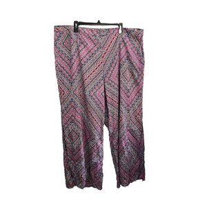 Jessica Simpson Wide Leg Printed Palazzo Pants Women 2X  Kenny Mosaic Pattern